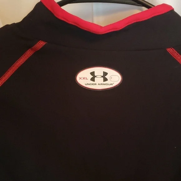 Men's Xxl Black and Red Under Armour Baselayer Cold Gear Compression Winter Shir - Picture 5 of 6